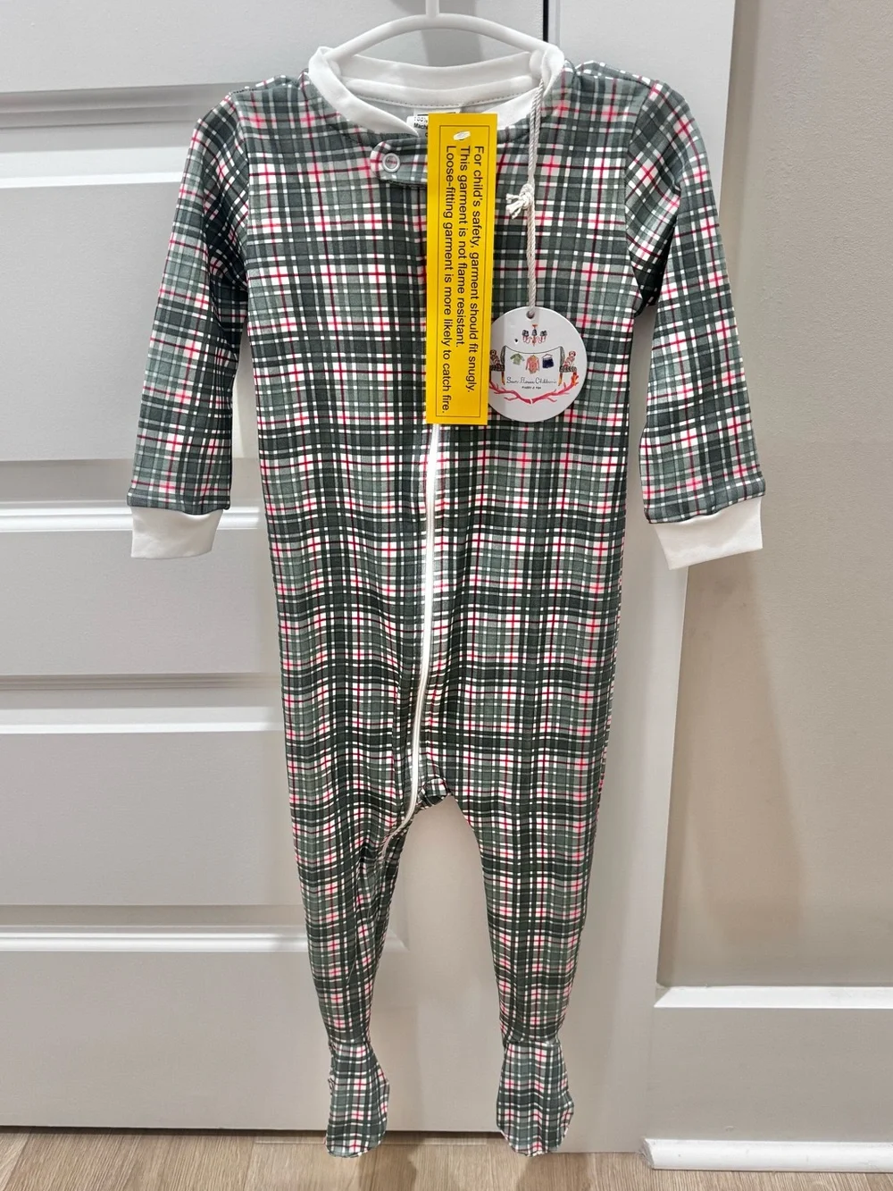 NWT Plaid Footed One-Piece Bamboo Pajamas